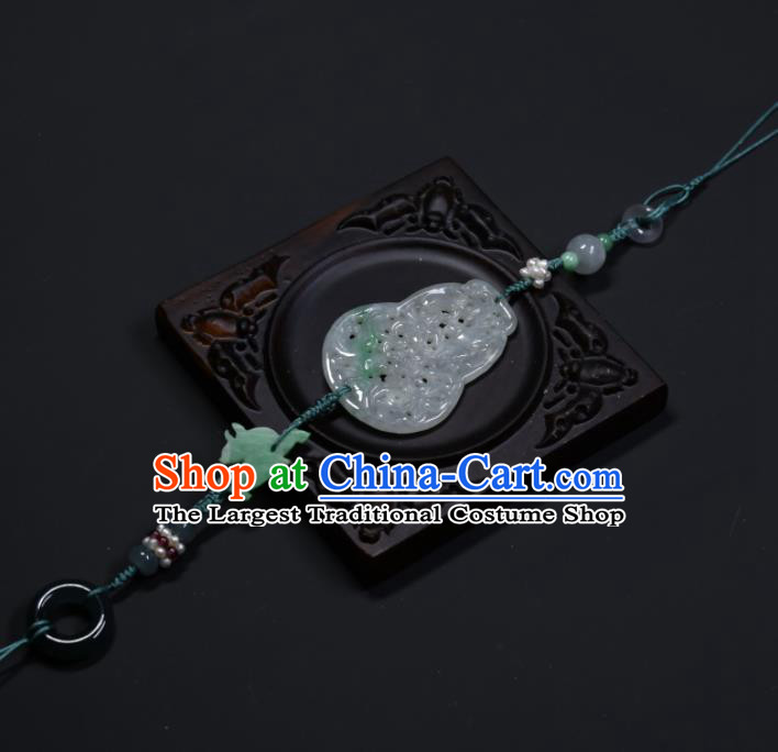 China Traditional Hanfu Waist Accessories Handmade Jade Carving Gourd Sachet Ancient Swordsman Tassel Belt Pendant