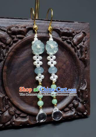 Handmade Chinese Cheongsam Ear Jewelry Qing Dynasty Court Eardrop Traditional Ear Accessories National Crystal Earrings