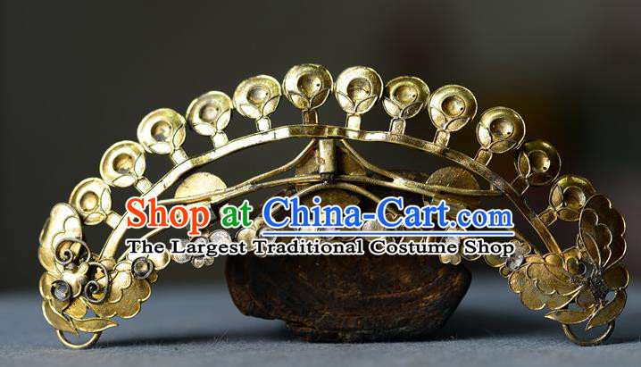 Chinese Ancient Empress Silver Hairpin Traditional Vintage Hair Accessories Handmade Qing Dynasty Hair Crown