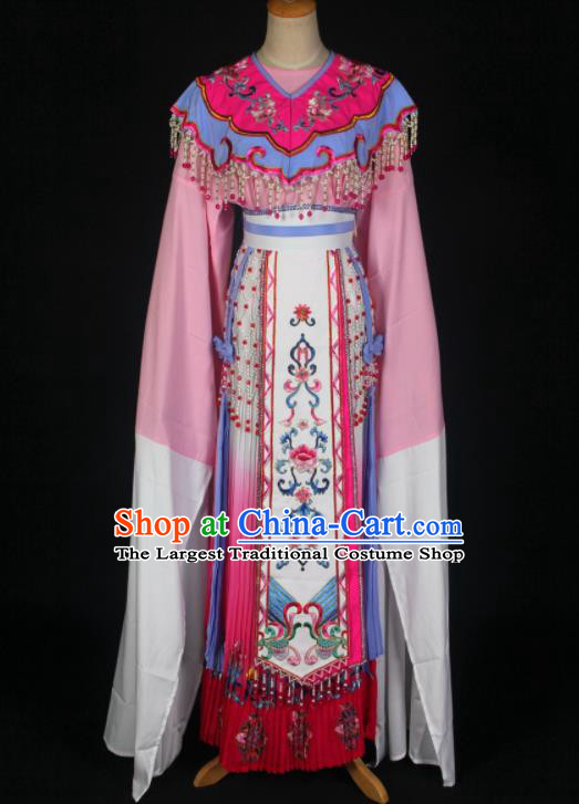 Chinese Traditional Beijing Opera Hua Tan Clothing Shaoxing Opera Actress Pink Dress Ancient Nobility Lady Cui Yingying Garment Costumes