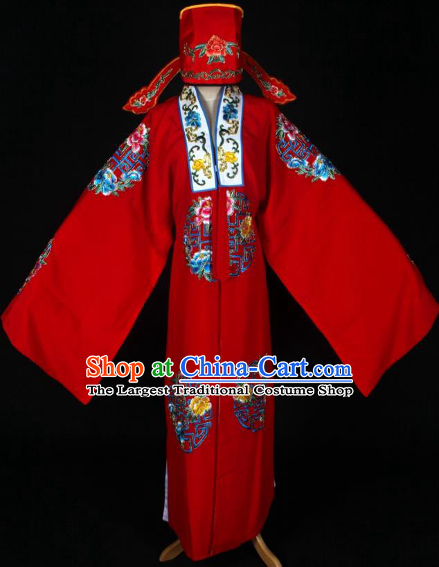 China Ancient Bride Clothing Peking Opera Xiaosheng Red Robe Pandoras Box Zhi Zunbao Garment Costume