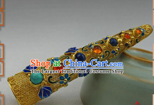 China Traditional Finger Accessories Handmade Qing Dynasty Court Jewelry Ancient Empress Gems Nail Wrap