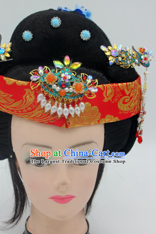 Chinese Beijing Opera Elderly Woman Headdress Peking Opera Dame Hairpins Hair Accessories Ancient Pantaloon Headpieces