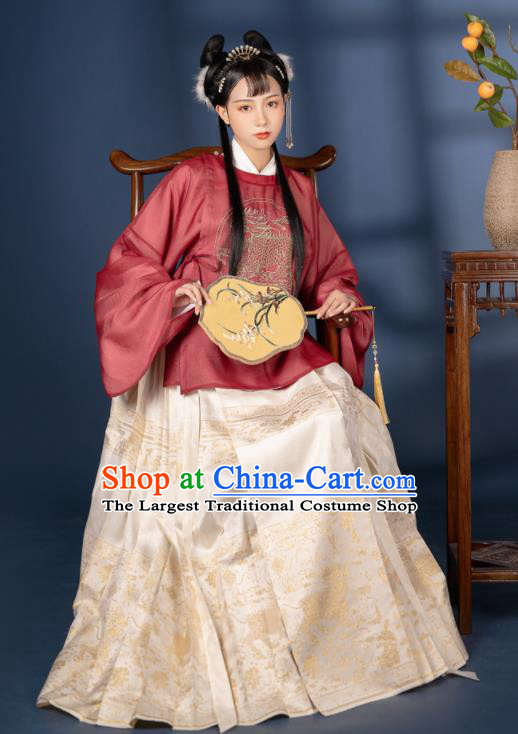 China Ancient Garment Costumes Traditional Court Lady Hanfu Dress Ming Dynasty Nobility Woman Historical Clothing Complete Set