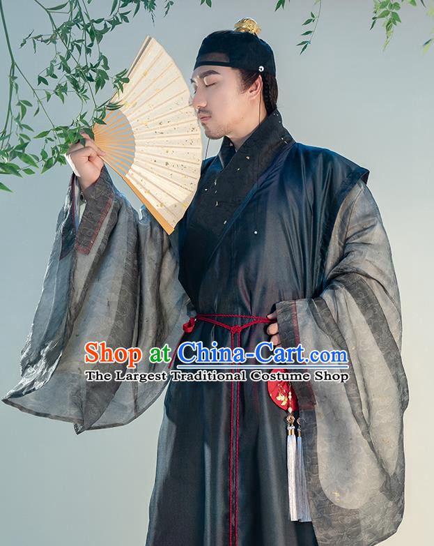 China Ancient Male Garment Costumes Traditional Ming Dynasty Swordsman Historical Hanfu Clothing