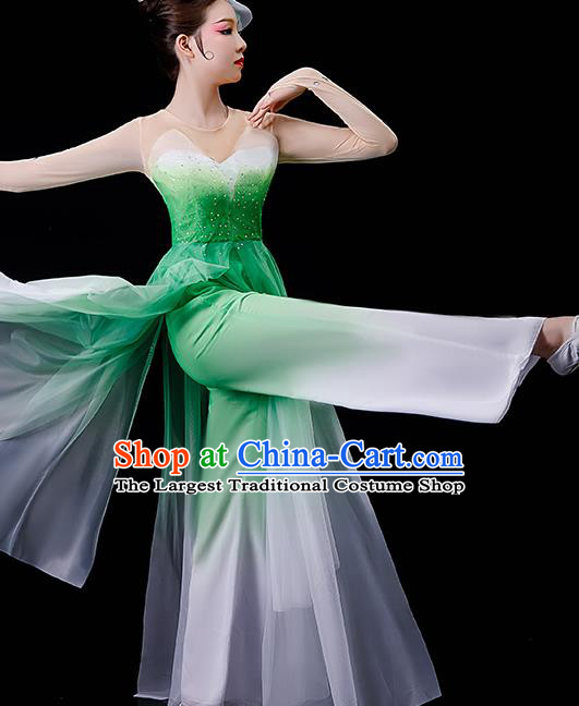 China Jasmine Flower Dance Garment Costumes Umbrella Dance Clothing Stage Performance Fashion Uniforms Classical Dance Green Dress