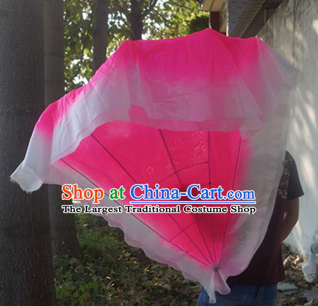 Chinese Spring Festival Gala Opening Dance Silk Fans Folk Dance Fan Yangko Dance Pink Ribbon Fan Group Peony Dance Prop Fan