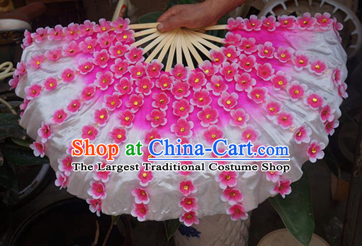 Chinese Folk Dance Folding Fan Yangko Dance Double Sides Fan Women Group Dance Prop Fan Spring Festival Gala Peach Blossom Dance Silk Fans