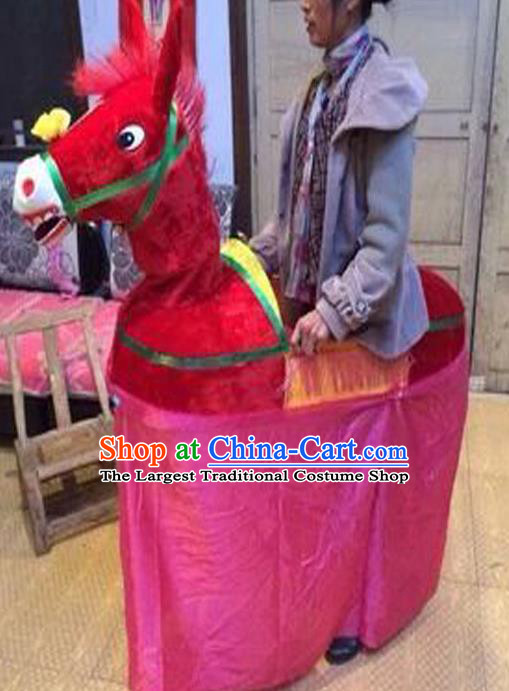 Chinese Yangko Dance Red Donkey Land Boat Folk Dance Accessories New Year Performance Props