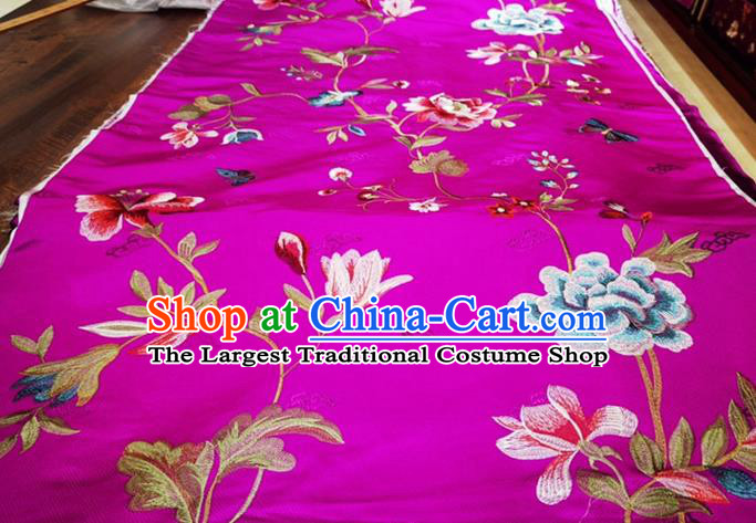 China Classical Embroidered Peony Rosy Brocade Material Qipao Dress Cloth Tang Suit Damask Fabric Traditional Cheongsam Silk Drapery