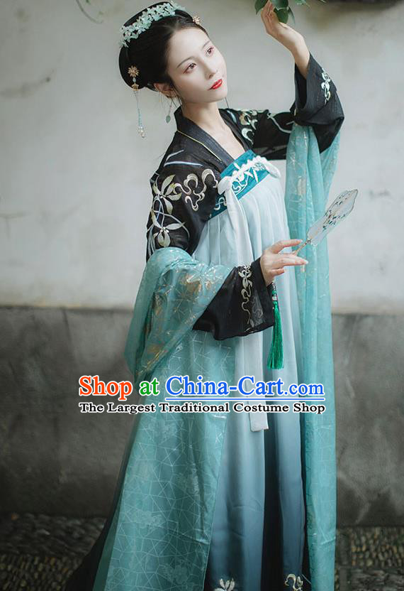 China Ancient Imperial Concubine Garment Costumes Tang Dynasty Palace Beauty Clothing Traditional Court Embroidered Hanfu Dresses