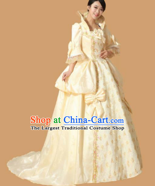 Top Christmas Ballroom Dance Garment Costume England Royal Princess Formal Attire European Court Clothing Western Drama Champagne Full Dress