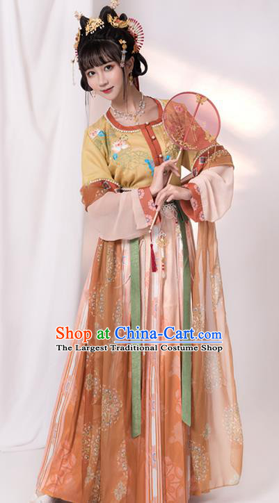 China Traditional Hanfu Dress Ancient Princess Historical Clothing Tang Dynasty Palace Beauty Garment Costumes Full Set