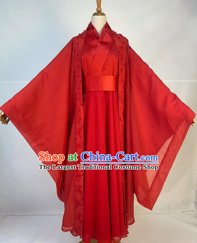 Chinese Song Dynasty Bride Red Dress Outfits Traditional Drama The Legend of White Snake Wedding Garment Costumes Ancient Goddess Bai Suzhen Clothing