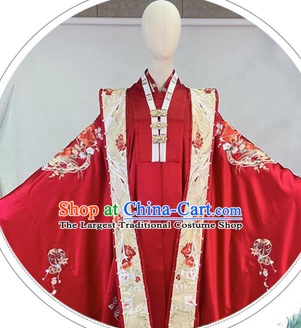 Chinese Ming Dynasty Empress Red Dress Outfits Traditional Drama Wedding Garment Costumes Ancient Palace Bride Clothing