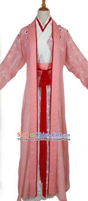 Chinese Tang Dynasty Swordswoman Pink Dress Outfits Traditional Drama Love and Redemption Chu Linglong Garment Costumes Ancient Young Beauty Clothing