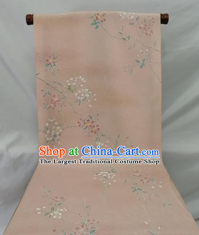 Japanese Women Kimono Dress Corset Accessories Traditional Yukata Belt Pink Silk Fabric Classical Sakura Pattern Waistband