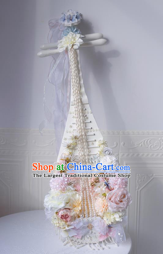 Top Handmade Bride Accessories Cosplay Princess Props Baroque Wedding Pearls Lute Stage Show Flowers Pipa