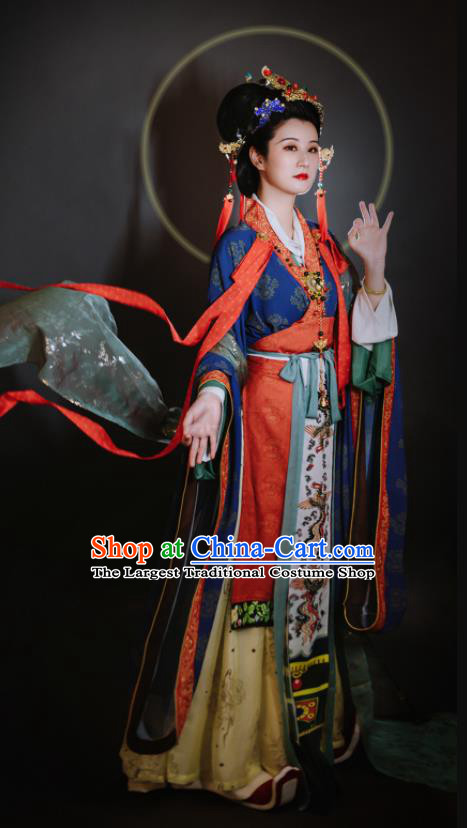 China Traditional Hanfu Dress Attires Tang Dynasty Empress Historical Clothing Ancient Royal Queen Garment Costumes Complete Set