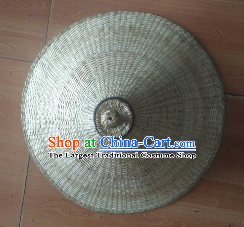 China Handmade Straw Plaited Rain Hat Yi Minority Country Woman Headdress Liangshan Ethnic Group Village Female Headwear