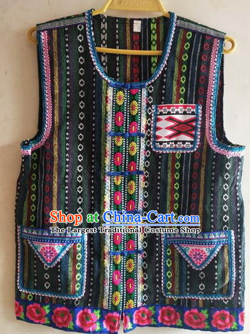 China Minority Male Vest Va Nationality Stage Performance Clothing Ethnic Folk Dance Waistcoat