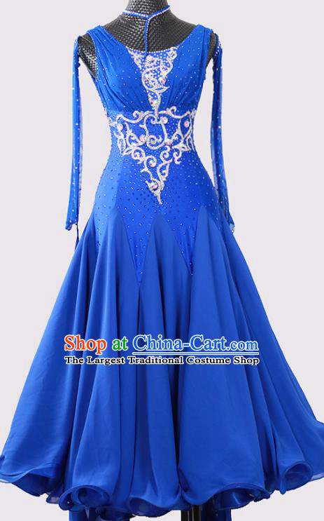 Professional Modern Dance Fashion Waltz Performance Clothing Ballroom Dancing Royalblue Dress International Dance Competition Garment