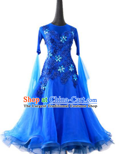 Custom Ballroom Dancing Royalblue Dress Modern Dance Clothing International Dance Garment Woman Waltz Dancewear