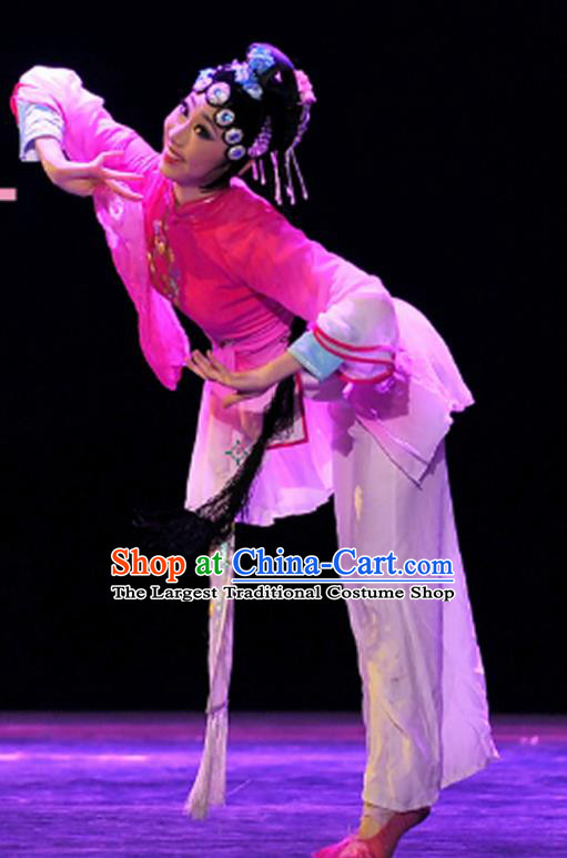 China Folk Dance Rosy Uniforms Fan Dance Costumes Yangko Dance Outfits Women Solo Dance Fashions