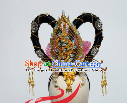 Top China Classical Dance Wigs Chignon Headwear Flying Apsaras Dance Hairpieces Fairy Dance Hair Accessories