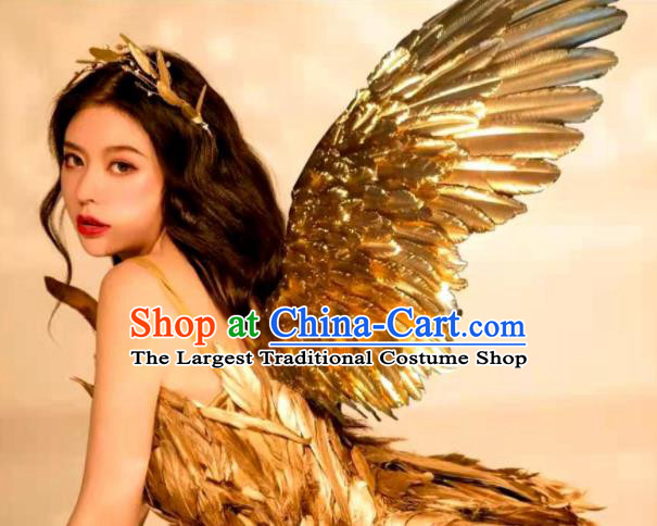 Custom Brazil Catwalks Props Cosplay Angel Golden Wings Halloween Stage Show Decorations Carnival Parade Fairy Back Accessories