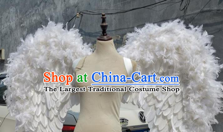 Custom Miami Catwalks Props Headdress Cosplay Angel Deluxe White Feather Wings Halloween Show Decorations Carnival Parade Back Accessories