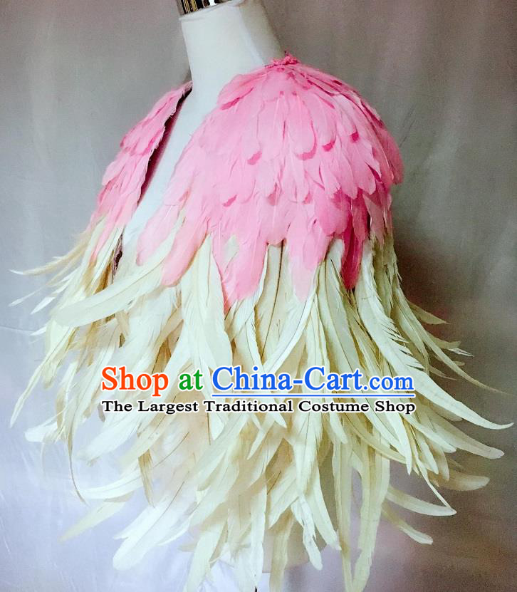 Top Halloween Cosplay Queen Cape Catwalks Pink Feather Cappa Stage Show Shoulder Accessories