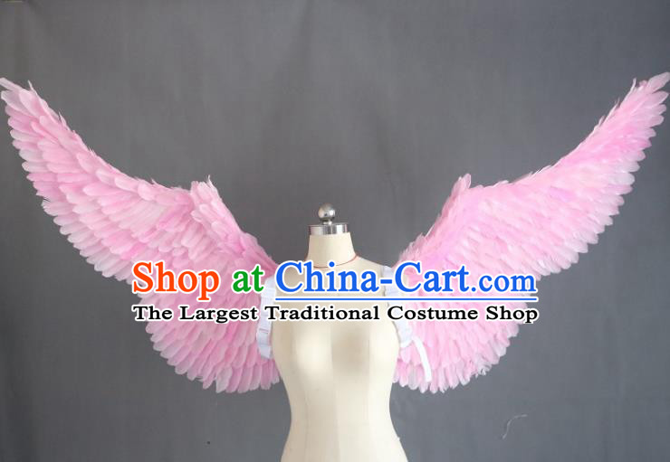 Custom Christmas Performance Pink Feather Wings Miami Catwalks Back Decoration Accessories Halloween Cosplay Angel Wing Stage Show Props