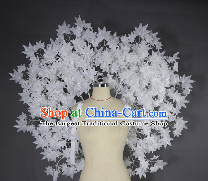 Custom Halloween Catwalks White Maple Leaf Wings Miami Stage Show Back Decorations Cosplay Fancy Accessories Stage Performance Props