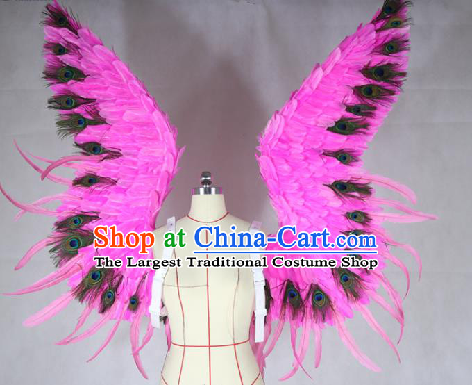 Custom Cosplay Angel Rosy Feathers Wings Carnival Show Decorations Halloween Catwalks Back Accessories Brazil Parade Props