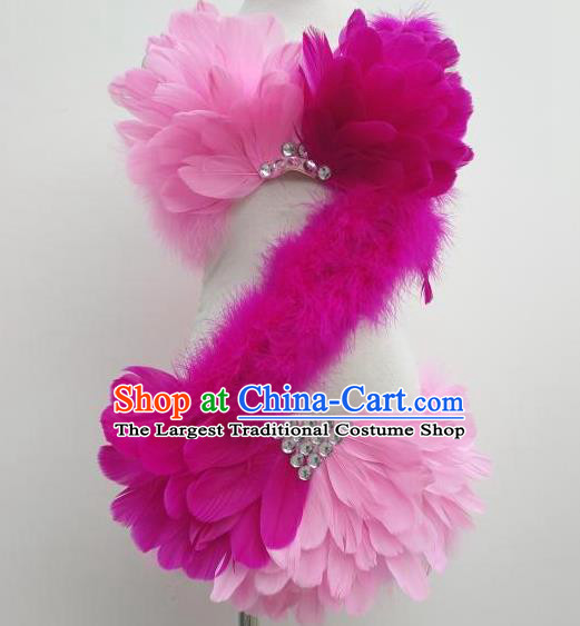 Top Stage Show Pink Feather Prop Dress Samba Dance Decorations Halloween Cosplay Accessories Miami Catwalks Swimsuits