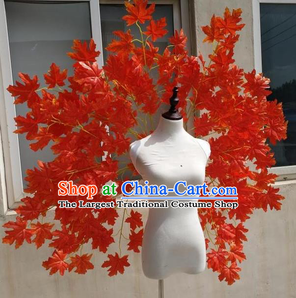 Custom Halloween Fancy Ball Props Carnival Parade Accessories Miami Stage Show Decorations Cosplay Angel Red Maple Leaf Wings