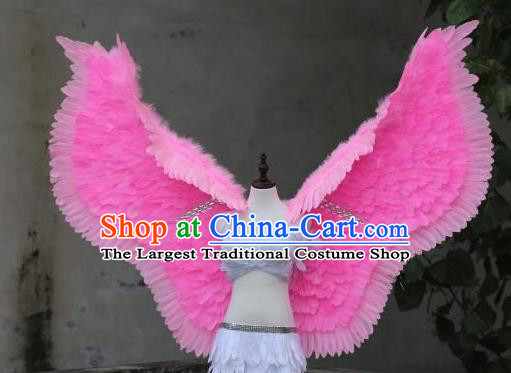 Custom Miami Show Back Decorations Cosplay Pink Feather Angel Wings Catwalks Model Props Halloween Fancy Ball Accessories Carnival Parade Wear