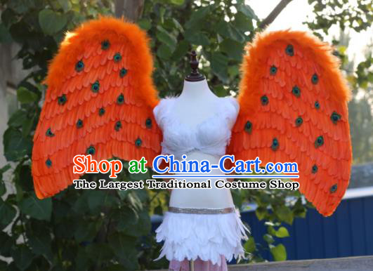 Custom Halloween Cosplay Decorations Stage Show Props Opening Dance Wear Carnival Parade Back Accessories Miami Angel Orange Feather Wings