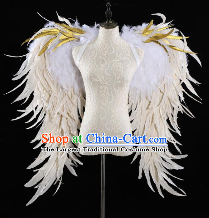 Custom Halloween Cosplay Angel Feather Wings Carnival Dance Back Accessories Miami Catwalks Wear Christmas Performance Props