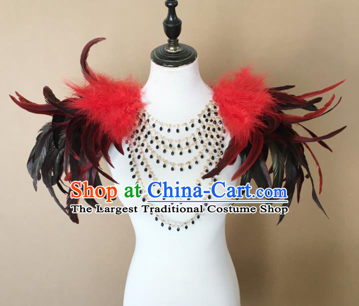 Top Miami Catwalks Decorations Stage Show Prop Brazilian Carnival Epaulet Samba Dance Feather Shoulder Accessories