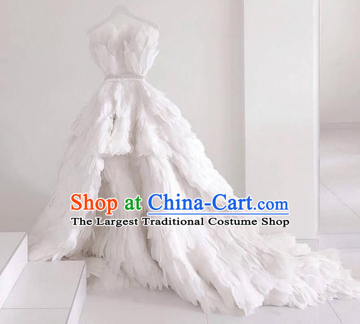 Top Brazilian Carnival White Feather Dress Stage Show Wedding Dress Miami Catwalks Costume Christmas Dance Clothing