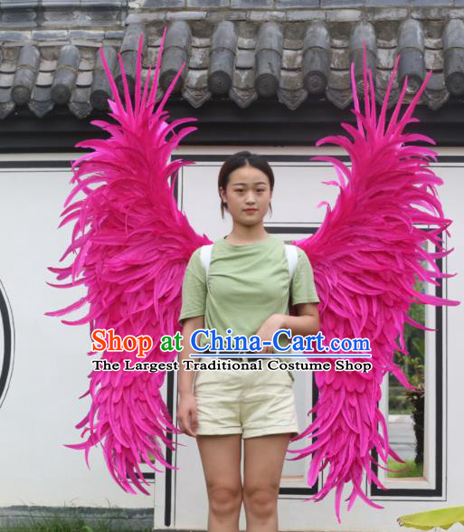 Custom Halloween Catwalks Feather Wing Props Opening Ceremony Back Accessories Carnival Parade Rosy Feathers Wings Miami Angel Show Wear