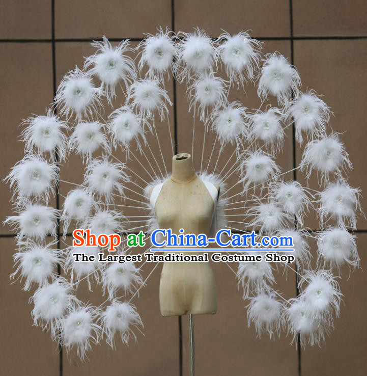 Custom Miami Stage Show Wear Halloween Catwalks Feather Wing Props Opening Ceremony Back Accessories Carnival Parade White Feathers Wings