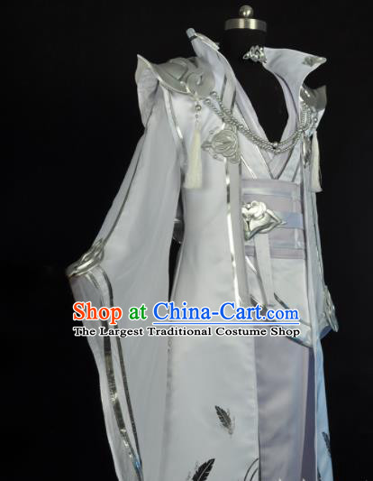 Custom Game Role Chivalrous Male White Suits Cosplay Knight Clothing Moonlight Blade Swordsman Garment Costumes