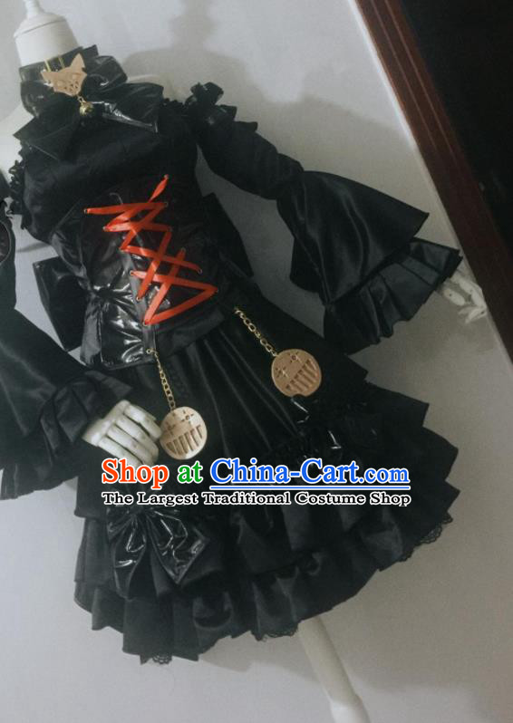 Custom Halloween Stage Performance Garment Costume Cosplay Moon Queen Black Dress Gothic Magic Lady Clothing