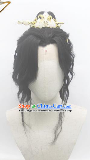 Handmade China Cosplay Young Knight Wigs Traditional Heaven Official Blessing Mo Ran Hairpieces Ancient Swordsman Curly Headdress