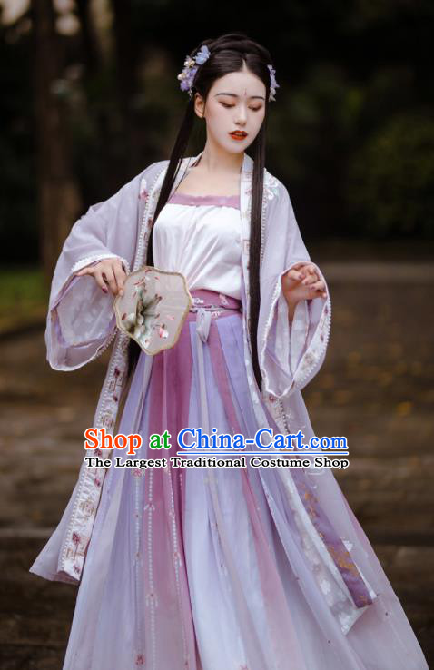 China Song Dynasty Young Lady Historical Clothing Traditional Civilian Female Hanfu Dress Apparels Ancient Woman Garment Costumes Full Set