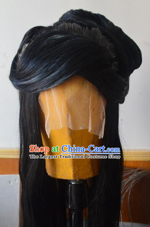 China Ancient Princess Black Wigs Headdress Traditional Puppet Show Mu Xianfeng Hair Accessories Cosplay Young Beauty Hairpieces