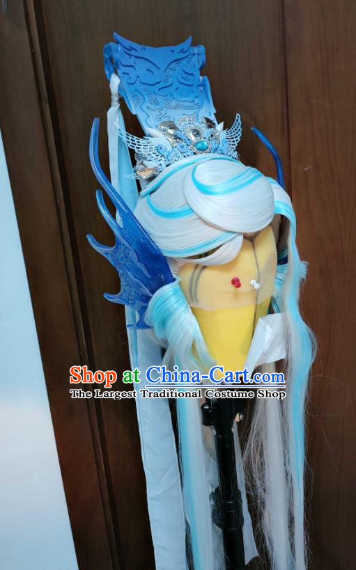 Custom Chinese Cosplay Hair Accessories Puppet Show Dragon King Hair Crown Handmade Swordsman Headpieces